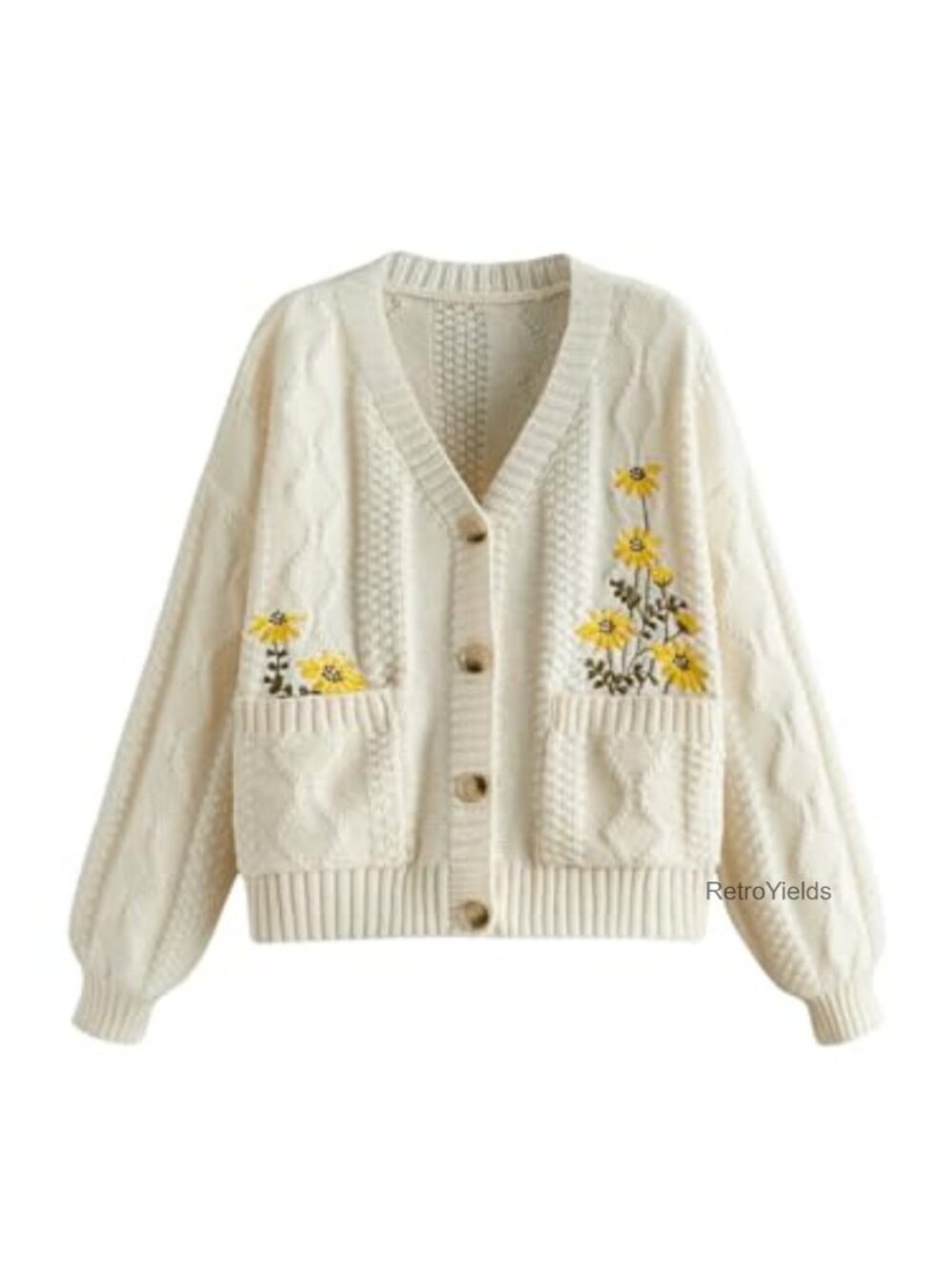 Women's Oversized Chunky Boho Button Up Cottagecore Cardigan